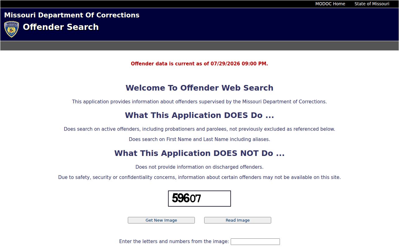 Randolph County arrest records and the MODOC sentenced offender locator
