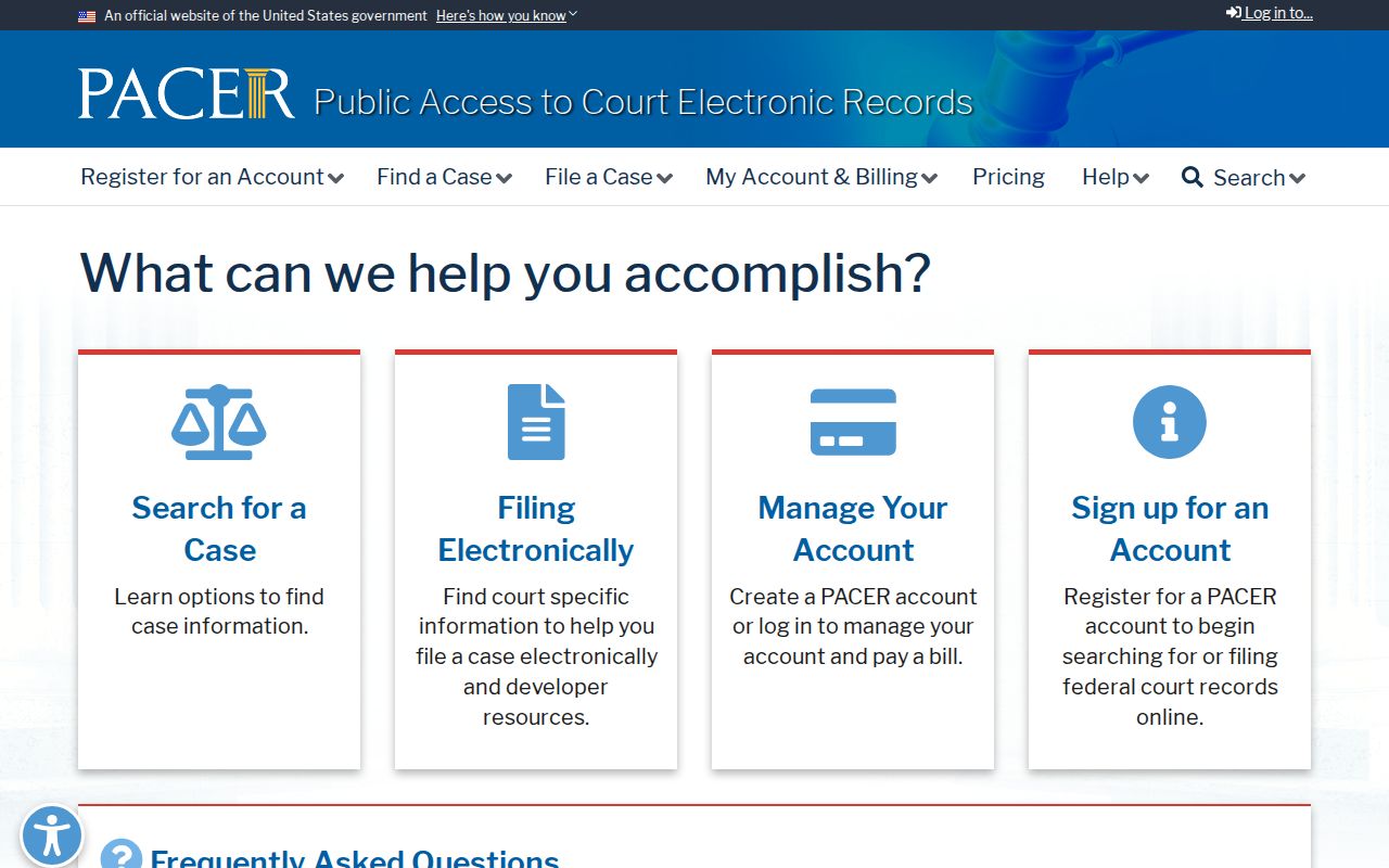 PACER federal case record access for Randolph County court searches