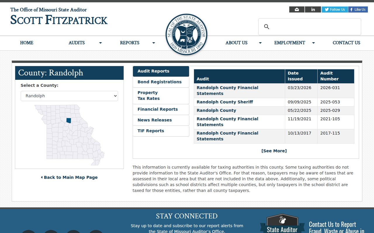 Randolph County criminal records audit dashboard and official accountability reports