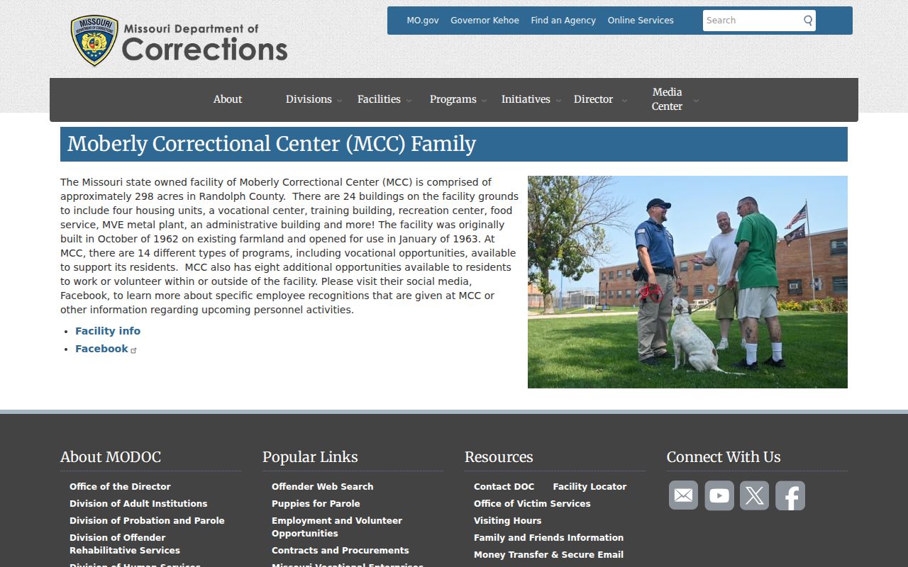 Moberly criminal records and the official Moberly Correctional Center profile