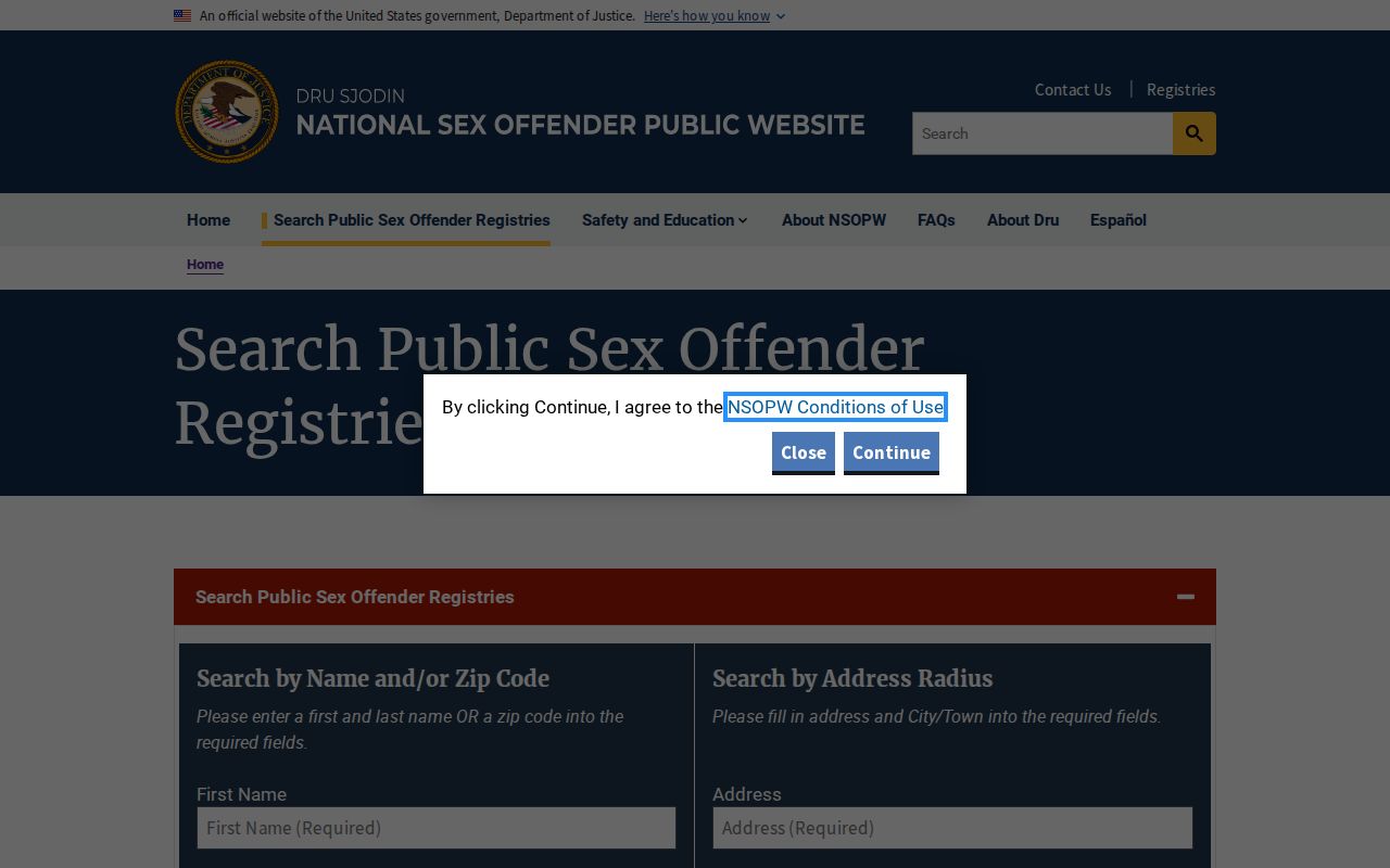 NSOPW national registry search for a Randolph County sex offender lookup